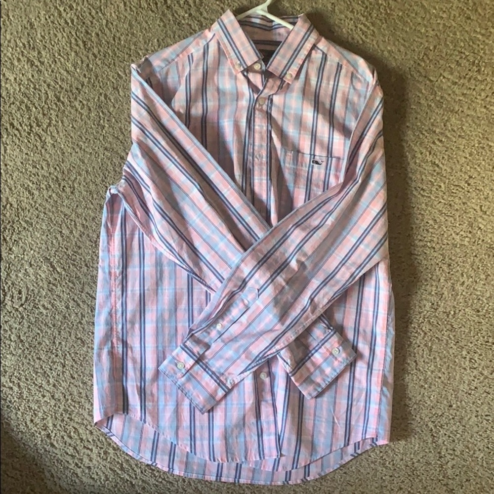 Vineyard vines pink and blue button down